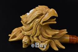 XL SIZE BOLD EAGLE PIPE BY ALI BLOCK MEERSCHAUM-NEW-HAND CARVED W Case#1404