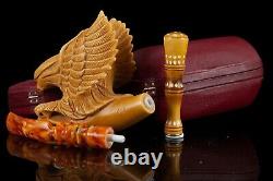 XL SIZE BOLD EAGLE PIPE BY ALI BLOCK MEERSCHAUM-NEW-HAND CARVED W Case#1574